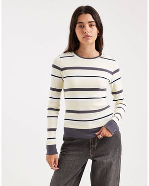 4th & Reckless – geripptes, langärmliges shirt - Grau