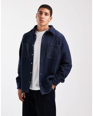 Brave Soul – langärmlige hemdjacke aus fleece - Blau