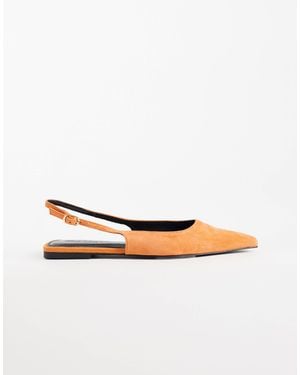 ASOS Lovestruck spitze slingback-ballerinas aus echtem wildleder - Weiß