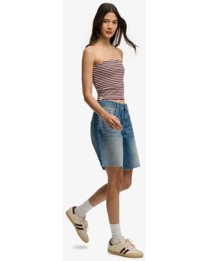 Superdry Mid Rise Baggy Shorts - Blue
