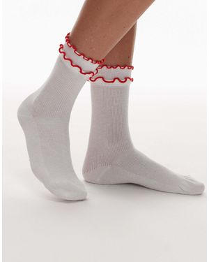 TOPSHOP Daphne Double Frill Sock - Gray