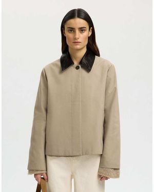 SELECTED Short Jacket With Contrast Collar - Natural
