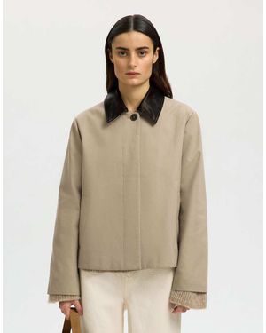 SELECTED Giacca Corta Color Pietra Con Colletto A Contrasto - Neutro