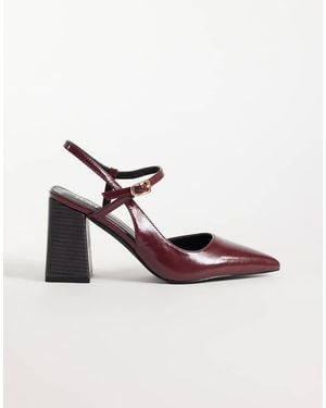 Raid Zapatos Slingback De Tacón Bloque Con Punta En Burdeos-Rojo - Multicolor