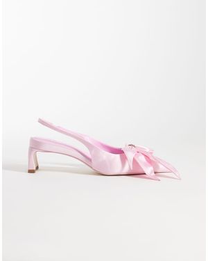 JW PEI Zapatos Rosas Destalonados Con Aplicaciones Florales Queena De