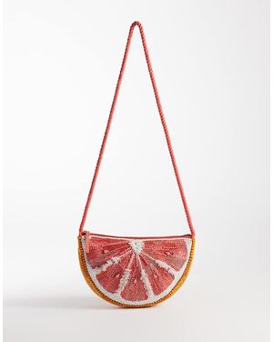 Accessorize Borsa A Tracolla Design Pompelmo Con Perline - Rosso