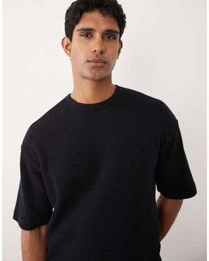 SELECTED Co-ord Waffle T-shirt - Black