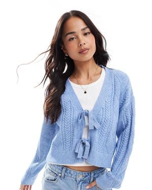 ONLY Gilet en maille noué devant - Bleu