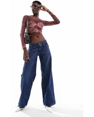 Motel Extra Wide Low Rise Jeans - Blue