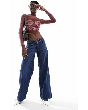 Motel Extra Wide Low Rise Jeans - Blue