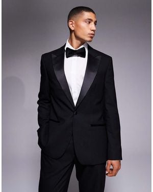 River Island Slim Tuxedo Suit Jacket - Blue