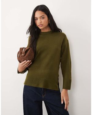 New Look Trui Met Split Aan De Zijkant - Groen