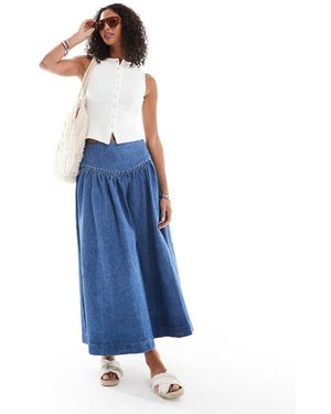 ASOS Denim Drop Waist Maxi Skirt - Blue