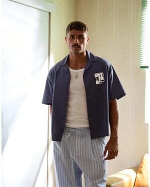 Bershka – kastiges hemd - Blau