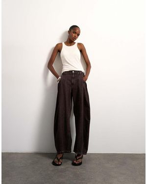 TOPSHOP Cocoon Mid Rise Barrel Jeans - Brown