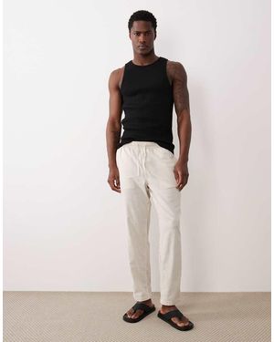 Jack & Jones Tapered Linen Mix Trousers - White