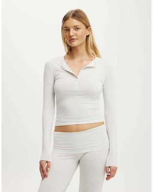 Cotton On Airy Soft Lounge Henley - White