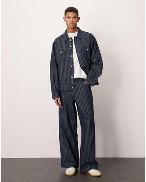 ASOS Losse Gestreepte Jeans - Blauw
