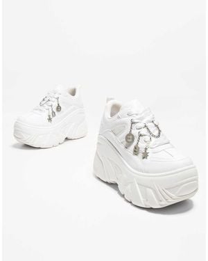 Bershka Xl Platform Trainers With Charms - White