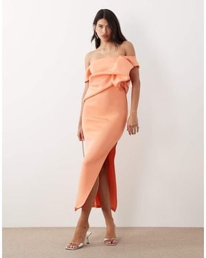 ASOS Scrunch Drape Midi Dress - Orange