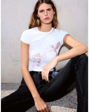 Bershka – kurzärmliges t-shirt - Weiß