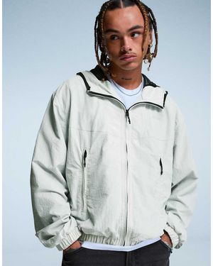 Bershka Hooded Technical Jacket - White