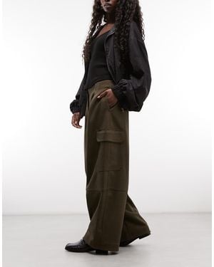 ASOS Pantaloni Cargo Utility Sartoriali Effetto Lana Accoppiati Marroni - Nero