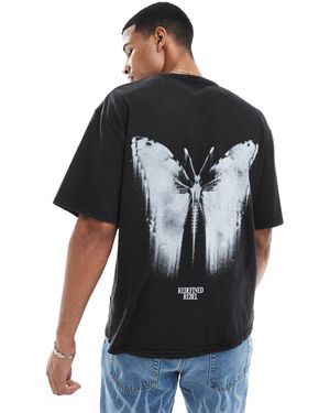 Redefined Rebel T-shirt oversize avec motif au dos - délavé - Noir