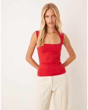 JJXX – jersey-top mit quadratischem ausschnitt - Rot