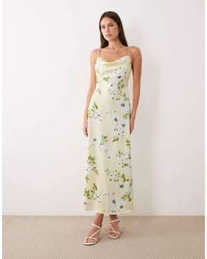 Vila Satin Cowl Neck Maxi Dress - Natural