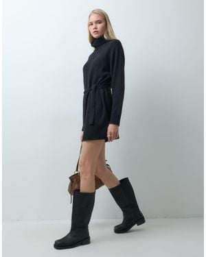 Threadbare Vestido Mini De Punto Con Cuello Vuelto En - Negro