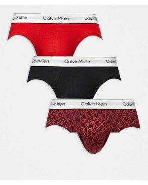 Calvin Klein Icon Cotton Stretch 3 Pack Hipster Briefs - Red