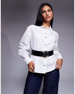 River Island Belted Poplin Shirt - Blue