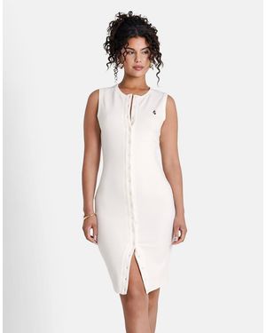 Sixth June Vestido Midi Sin Mangas Con Botones De - Blanco