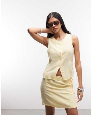 Noisy May Linen Mix Waistcoat Co-ord - Natural