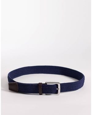 ASOS Woven Belt With Faux-leather Tip - Blue