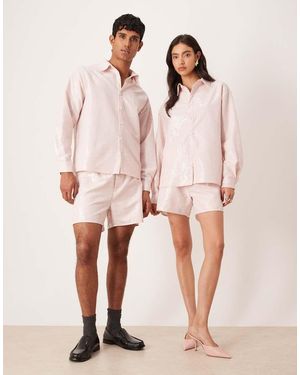 Sister Jane Unisex Rowan Sequin Pinstripe Shorts Co-ord - Pink