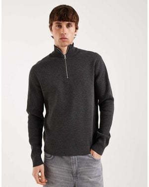 Only & Sons Half Zip Knitted Jumper - Grey