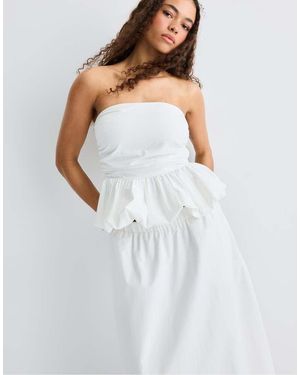 Stradivarius Balloon Bustier Top - White