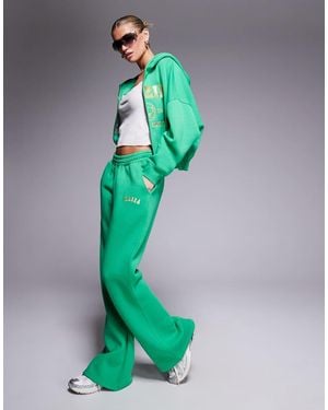 Kaiia Embroidered Logo Wide Leg jogger Co-ord - Green
