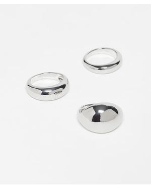 ASOS Pack Of 3 Chunky Bubble Rings - White