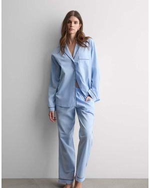 Intimissimi Ni Chambray Cotton And Modal Full-Length Pyjamas - Blue
