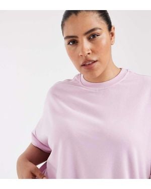 Pieces Plus Pieces Curve Boxy Sweat T-shirt - Pink