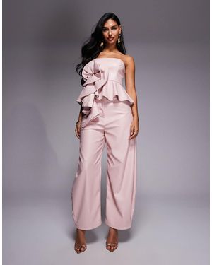 ASOS Pu Barrel Pants With Ruffle - Purple