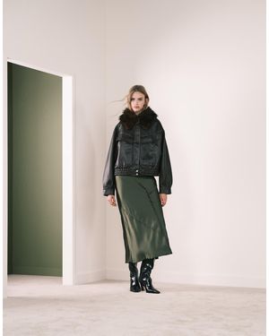 ASOS Maxirok Van Satijn Met Gespleten Zoom - Groen