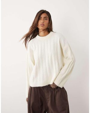 ASOS Rechte Trui Met Brede Ribbels En Ronde Hals - Wit