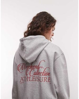 ASOS Weekend Collective Co-Ord Oversized Hoodie Met Vleermuismouwen En Print - Bruin