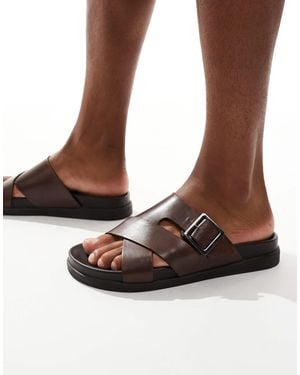 schuh Summit Buckle Footbed Sandals - Brown