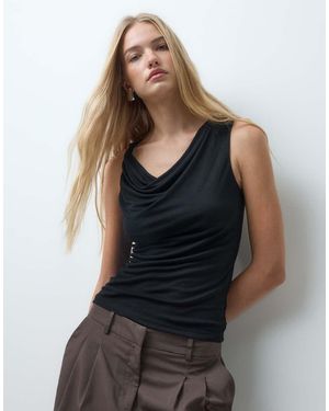 Vero Moda Top Sin Mangas Con Caída Cascada En - Negro