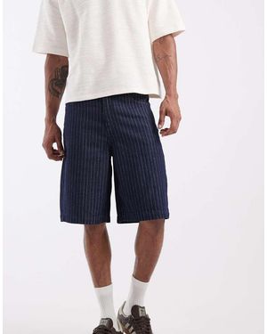 ASOS Lightweight Loose Striped Denim Jorts - Blue